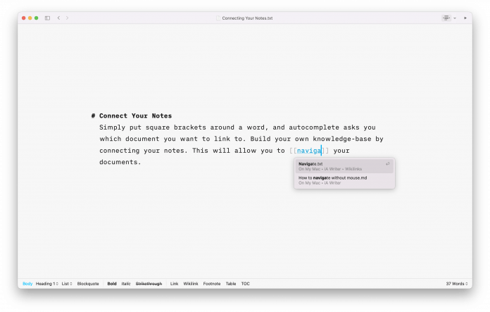 Wikilinks in iA Writer