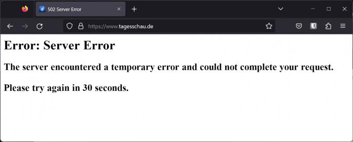 Screenshot tageschau.de offline