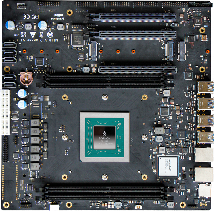 Die 64 RISC-V-Kerne der chinesischen CPU Sophon SG20242 verarbeiten FP64-Gleitkommazahlen viel langsamer als die 18 x86-Kerne eines sieben Jahre alten Intel Xeon., Milk-V