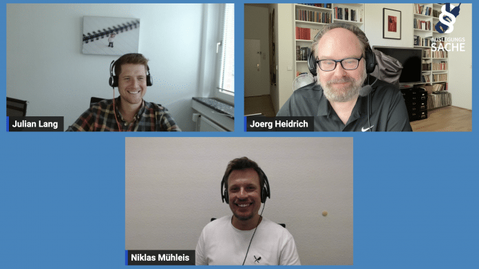 Videokonferenz mit Holger Bleich (links), Tobias Keber (rechts) und Joerg Heidrich (unten)