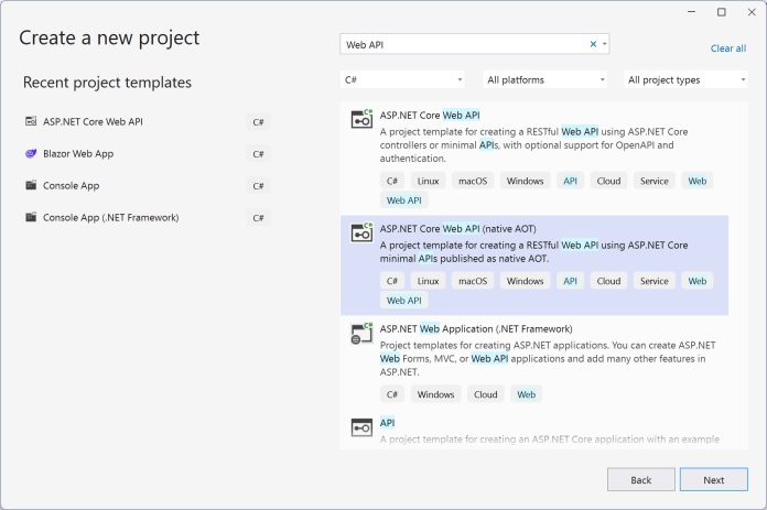 Screenshot New Project