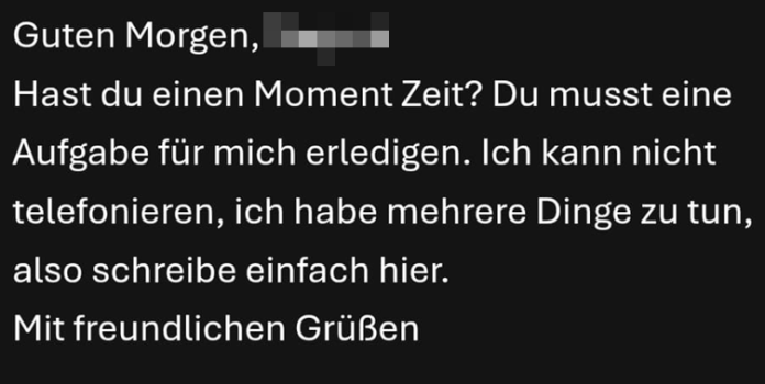 Initiale Mail der Betrüger