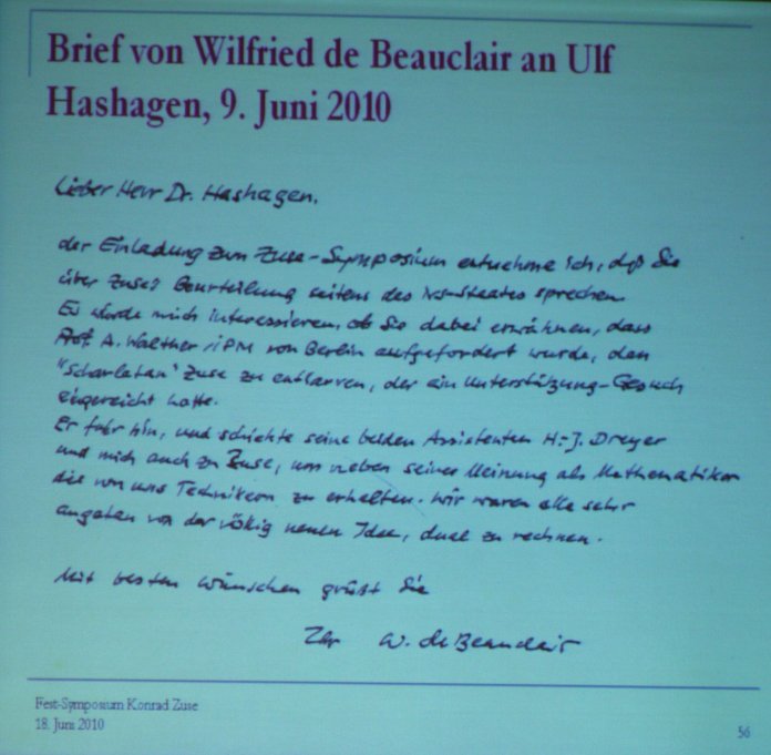 Brief von de Beauclair
