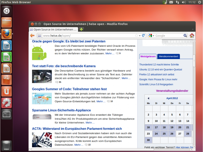 Als Standard-Desktop verwendet Ubuntu 12.04 LTS das von Canonical entwickelte Unity.