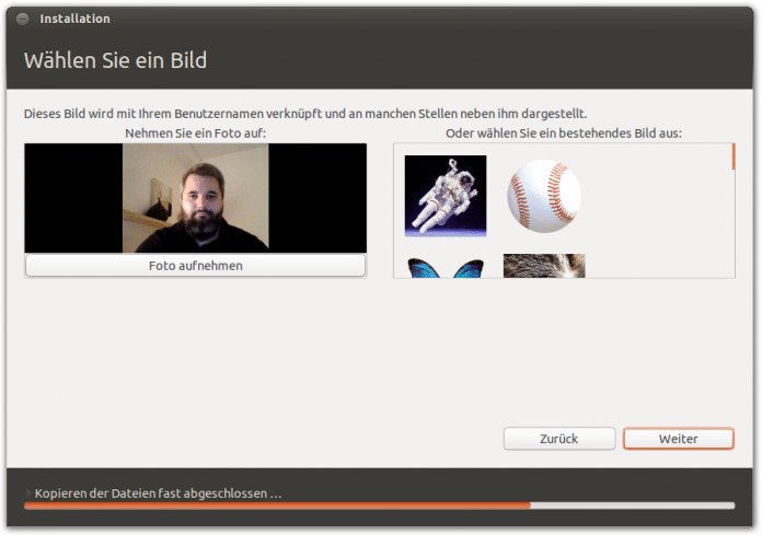 Nettes Feature: Findet Ubiquity eine unterstützte Webcam, kann der Anwender sein Foto gleich zusammen mit seinen Benutzerdaten speichern.