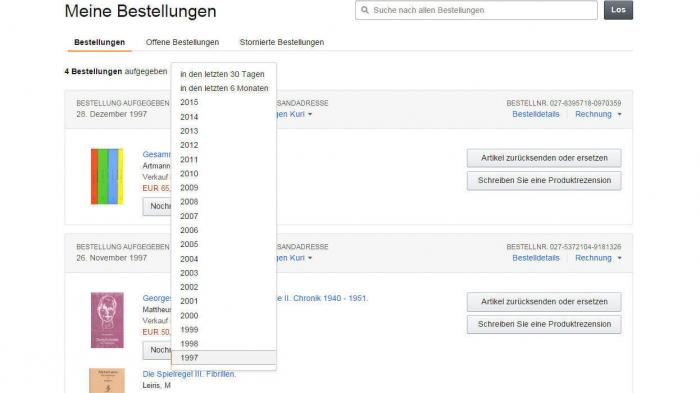 Amazon-Bestellhistorie