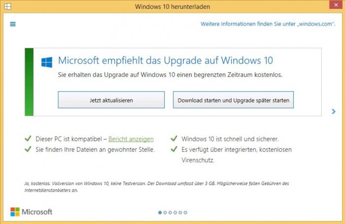 Kostenloses Upgrade auf Windows 10 endet in 100 Tagen