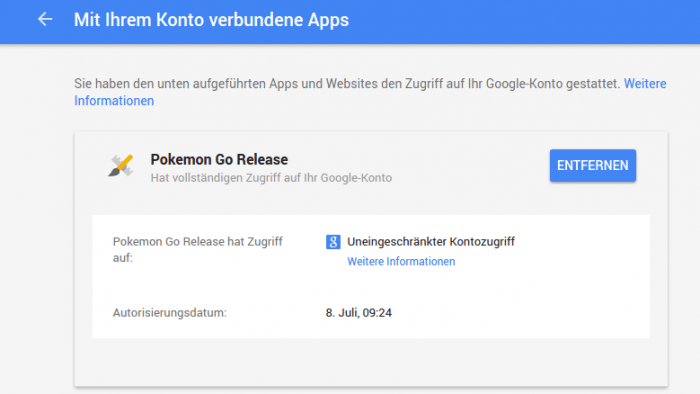 Pokémon Go greift sich alle Google-Rechte