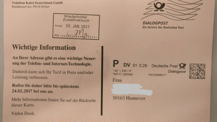 Vodafone Postkarte