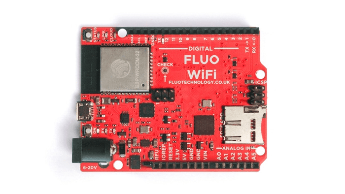 Blick von oben auf das FluoWifi-Board