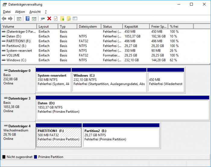 Windows 10: Dank Creators Update mehrere Partitionen auf USB-Sticks