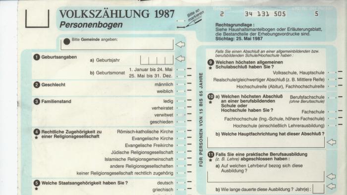 Vor 30 Jahren: Die letzte große Volkszählung