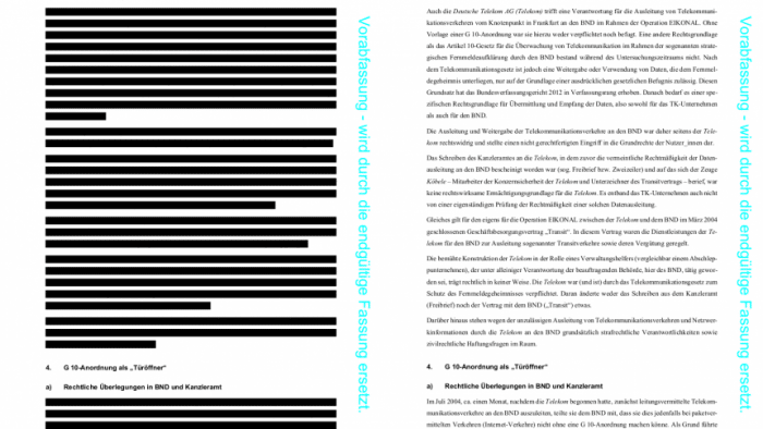 NSAUA-Abschlussbericht teilweise entschwärzt