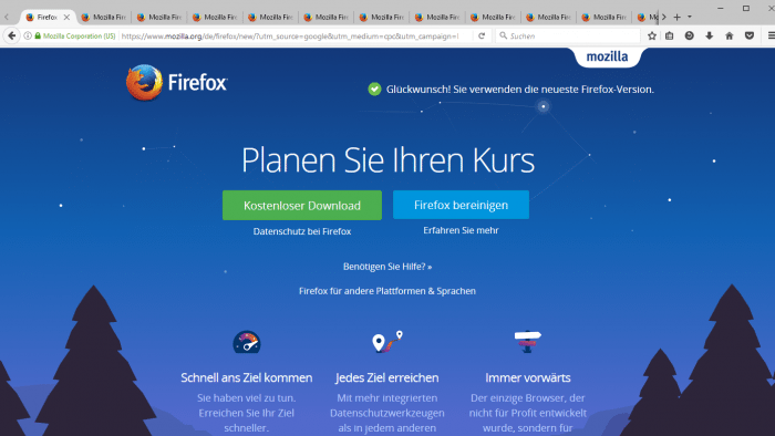 Firefox 55 öffnet 1691 Tabs in 15 Sekunden