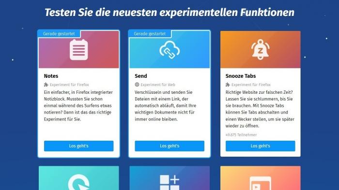 Firefox Testpilot mit neuen Funktionen