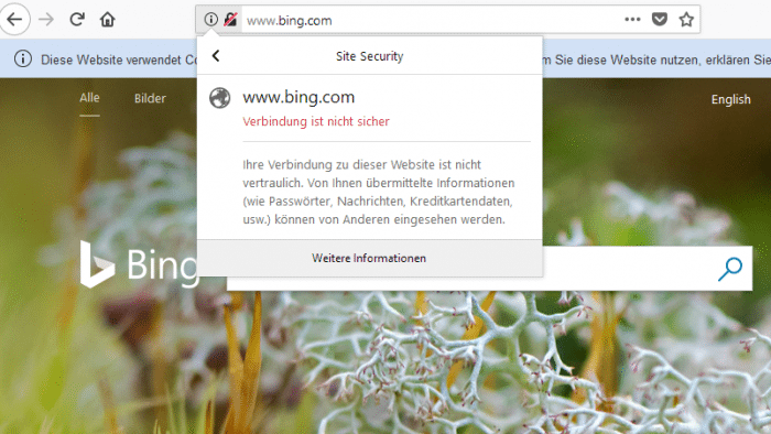 Firefox kann unverschlüsselte Webseiten als unsicher kennzeichnen