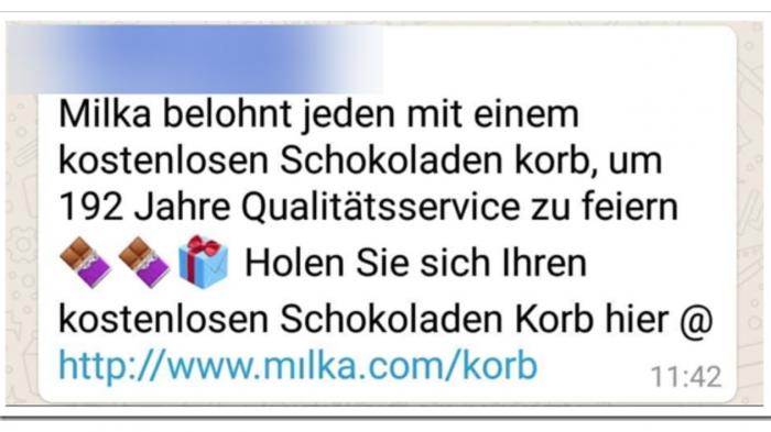 WhatsApp-Kettenbrief verspricht "Mılka"-Schokolade