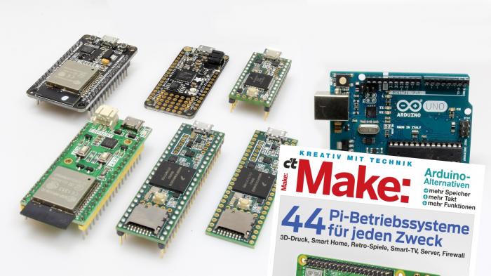 Arduino Uno neben sechs weiteren Mikrocontrollern