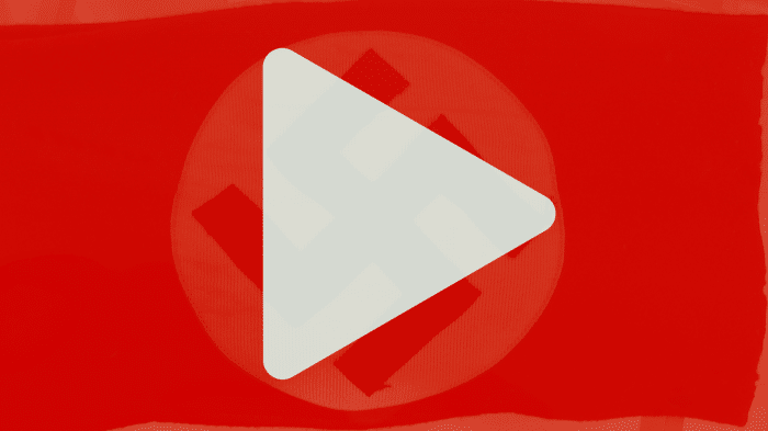 YouTube-Logo, durch welches ein Hakenkreuz durchschimmert
