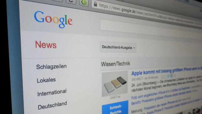 Google News auf einem Bildschirm