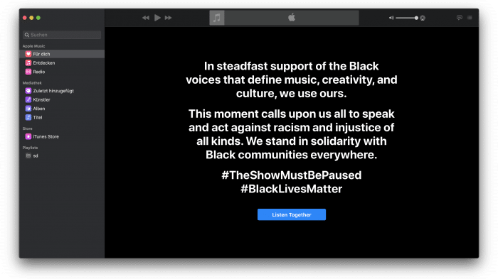 "Black Out Tuesday" in Apple-Apps