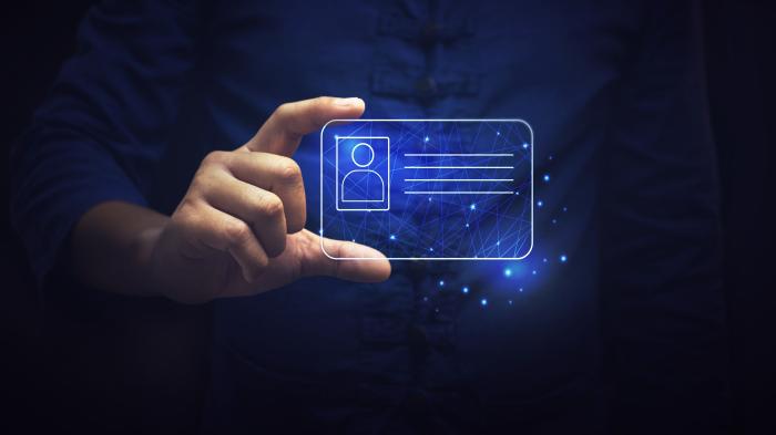Human,Hand,Holding,Digital,Identification,Card,,Technology,And,Business,Concept, ID, Identität, digitale identität