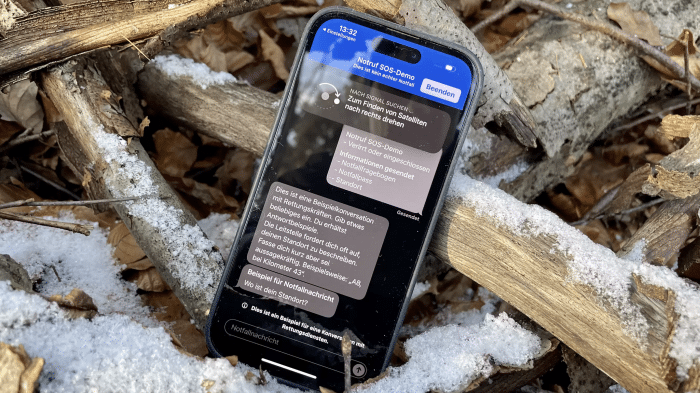 Notruf SOS per Satellit auf dem iPhone 14 Pro