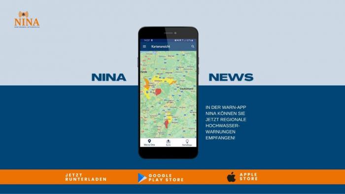 Warn-App Nina zeigt lokale Hochwasserinformationen​