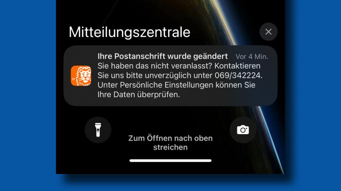 Push-Nachricht der ING