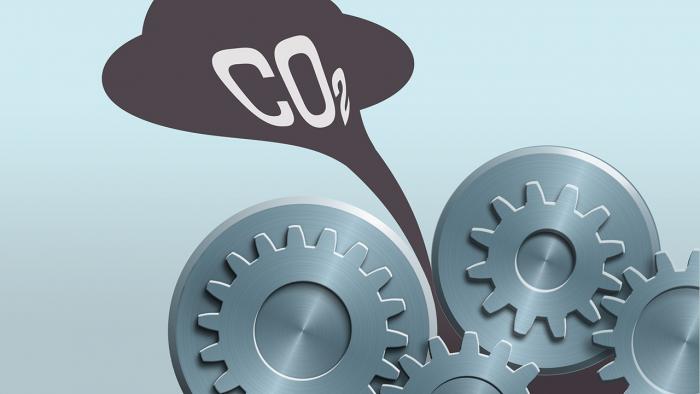 CO2-Wolke von Zahnrädern eeingesogen