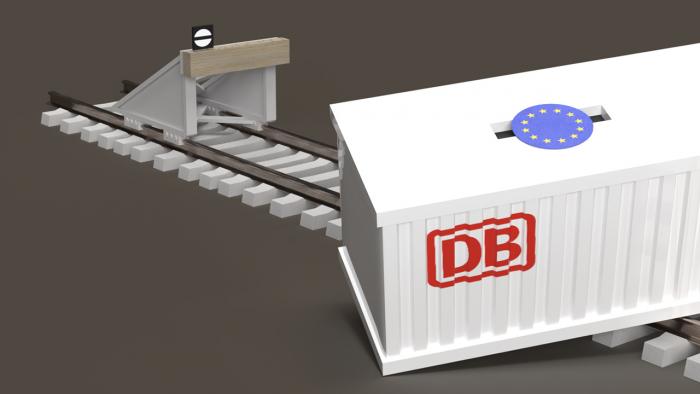 DB-Container als Sparbüchse mit EU-vesiegeltem Einwurfschlitz