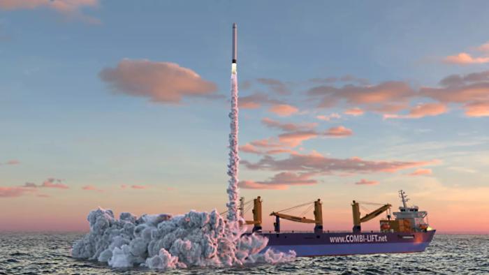 Rocket launch from a ship in the North Sea