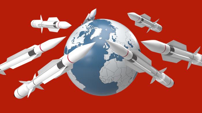 Weltkugel und Raketen