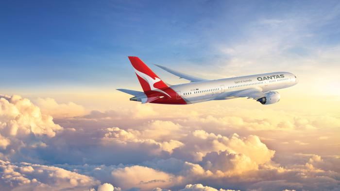 Qantas aircraft above the clouds
