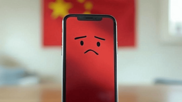iPhone in front of Chinese flag