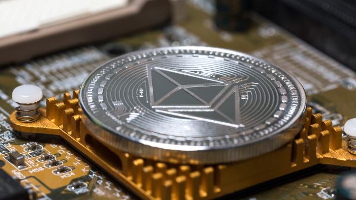 Ethereum,Coin,On,An,Computer,Motherboard