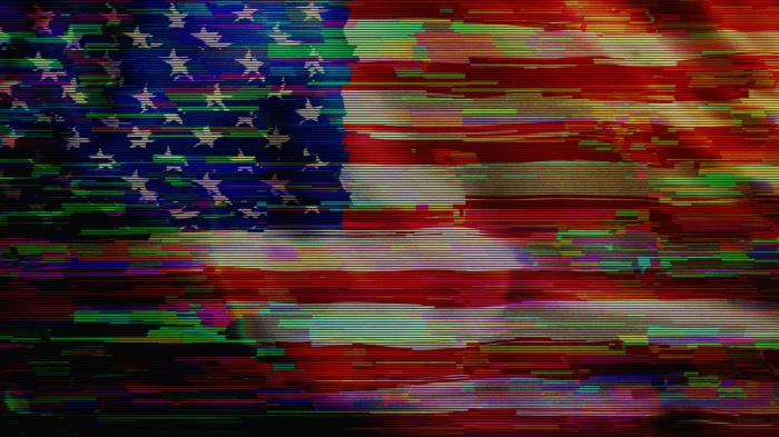 Digitally distorted US flag