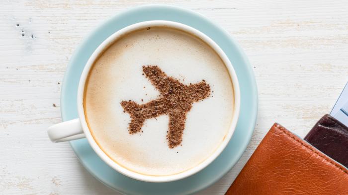 Airplane symbol on milk foam