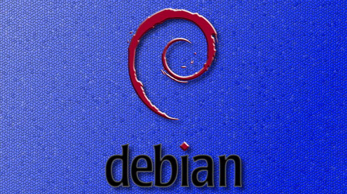 Debian-Logo vor Moasik-Hintergrund