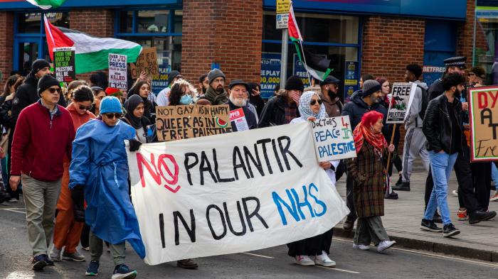 Protest against Palantir in UK