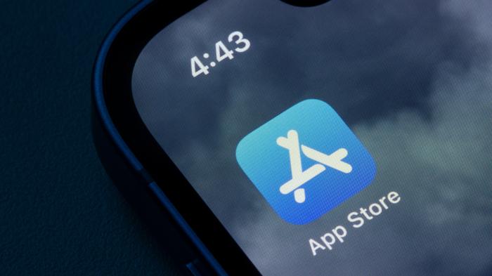 App Store icon against a cloudy background
