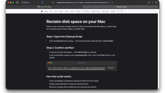 Website, die Apple nachahmt
