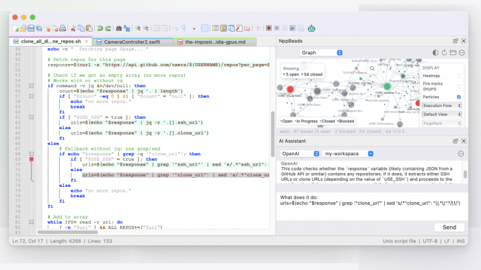 Bildschirmfoto von Notepad++ unter macOS