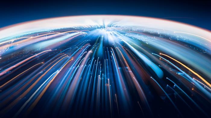 Abstrakte Linien, die zusammen einen blauen Planeten bilden