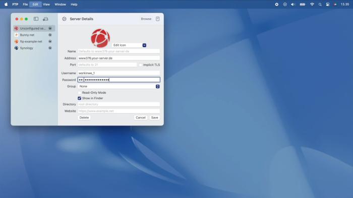 FTP Files auf dem Mac