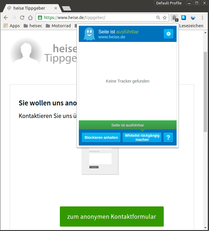 Der heise Tippgeber: zugunsten von Sicherheit und Anonymität: verschlüsselt, ohne Werbung, ohne Tracker.