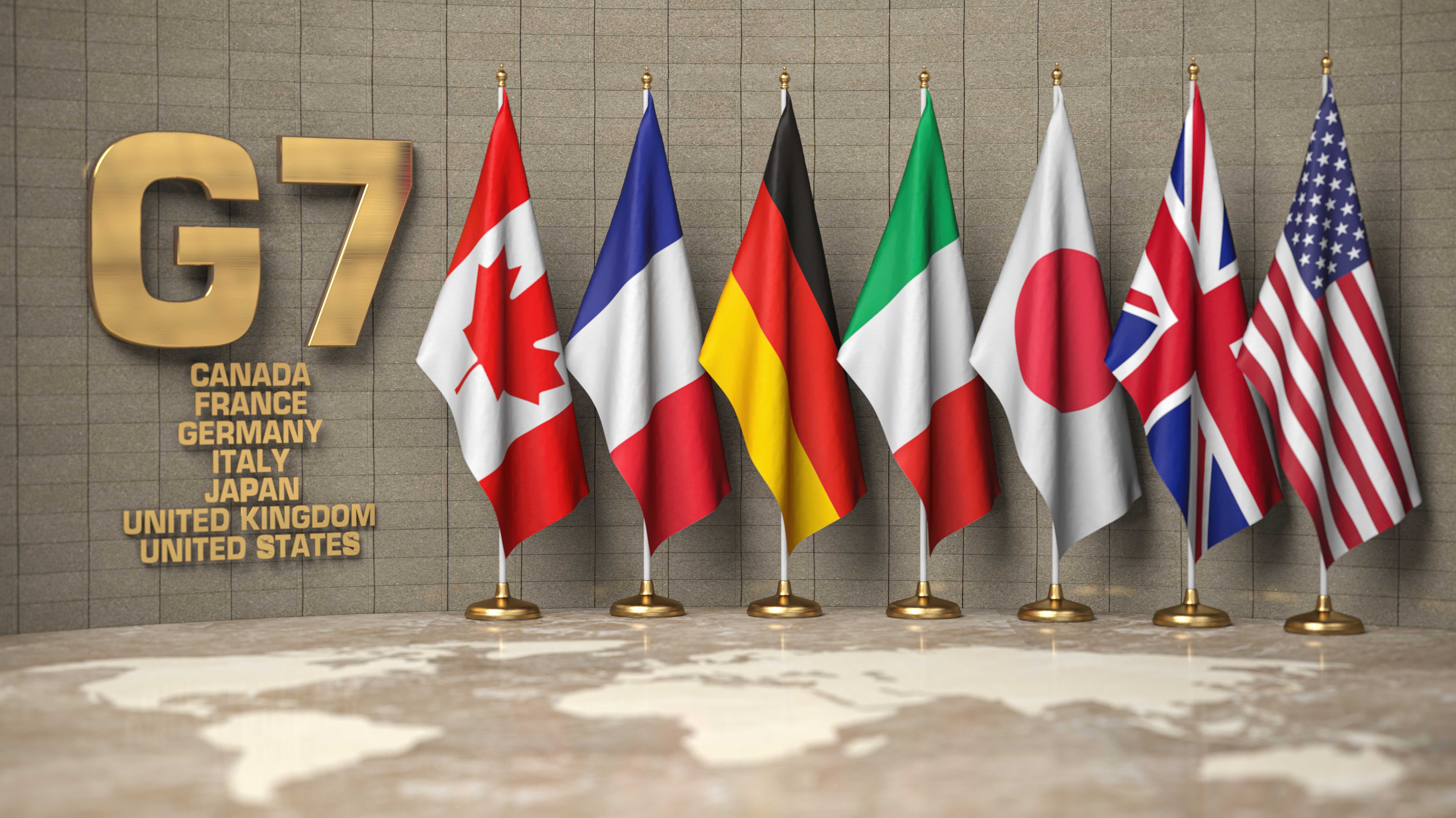 G7-Mitgliedsländer Flaggen und Liste