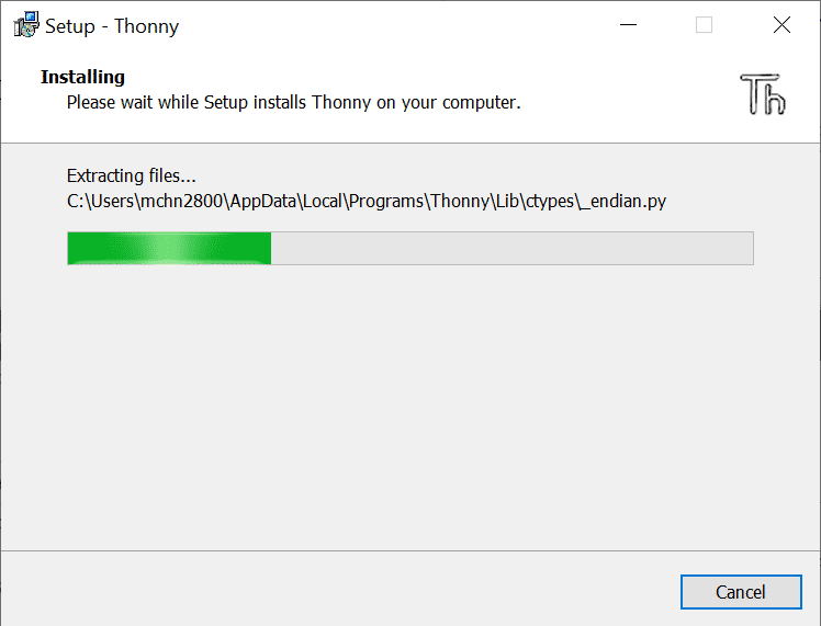 Installation of the Thonny IDE on Windows