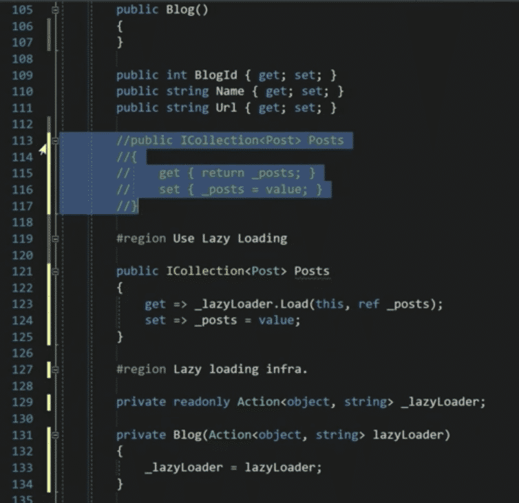 Unterstützung für Lazy Loading durch Ergänzungen in den Navigationseigenschaften einer Entitätsklasse in Entity Framework Core 2.1