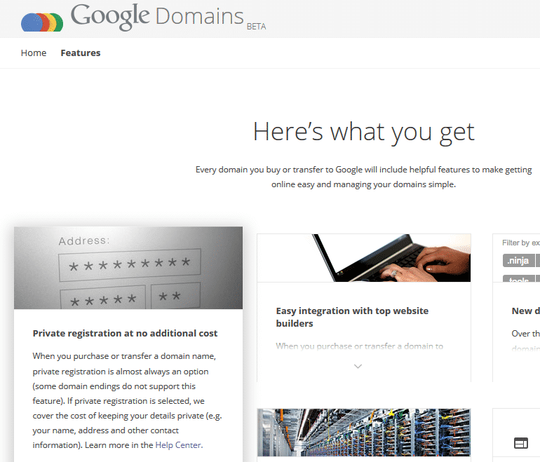 Google ist seit kurzem auch Registrar – und wirbt mit Privatsphäre.